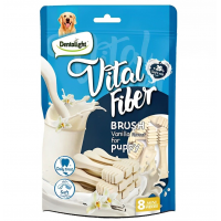 Dentalight Dog Treat Goat's Milk Vital Fiber Brush 2.7" Vanilla Flavour (8 pcs/80g)