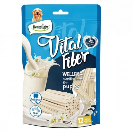Dentalight Dog Treat Goat's Milk Vital Fiber Wellbar 3" Vanilla Flavour (12 pcs/80g)