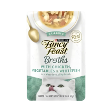 Fancy Feast Broths Classic Chicken, Veg & Whitefish in Silky Broth 40g (16 pouches)
