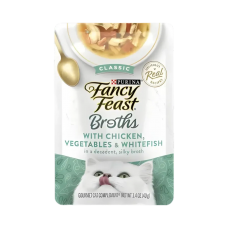Fancy Feast Broths Classic Chicken, Vegetables & Whitefish in a Decadent Silky Broth 40g (16packs)