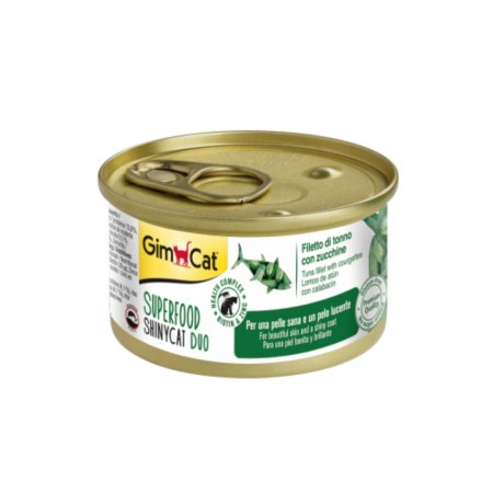 GimCat ShinyCat Superfood Filet Duo in Gravy Tuna With Courgettes 70g (24 Cans)