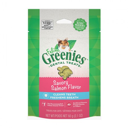 Feline Greenies Dental Treats Savory Salmon 60g (2 Packets)