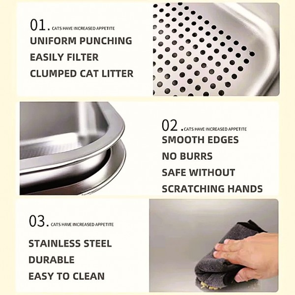 Rubeku Litter Box w/Sift Stainless Steel