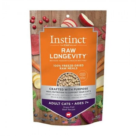 Instinct Raw Longevity Freeze-Dried Beef Meals Adult 7+ Cat Dry Food 9.5 oz