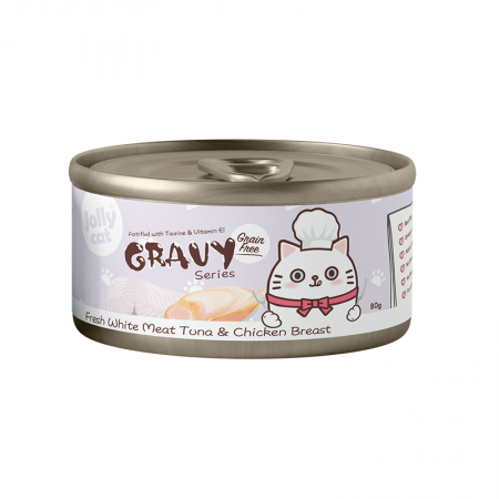 Jollycat Gravy Series Fresh White Meat Tuna & Chicken Breast 80g (24 cans)