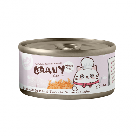 Jollycat Gravy Series Fresh White Meat Tuna And Salmon Flakes 80g (24 cans)