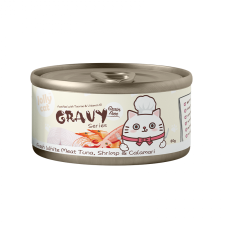 Jollycat Gravy Series Fresh White Meat Tuna, Shrimp And Calamari 80g