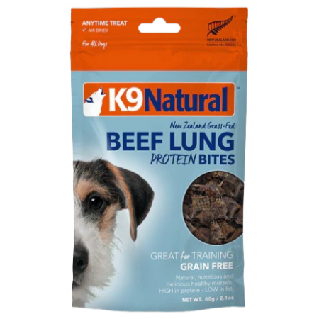 K9 Natural New Zealand Treats Healthy Snack Protein Bites Beef Lung 60g