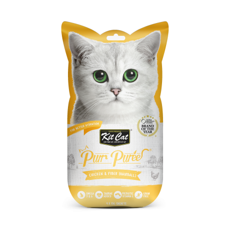 Kit Cat Purr Puree Chicken & Fiber (Hairball) 15g x 4pcs (3 Packs)