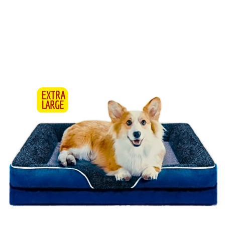 Lavish Dog Bed Plush Mattress Blue Grey (Extra Large)