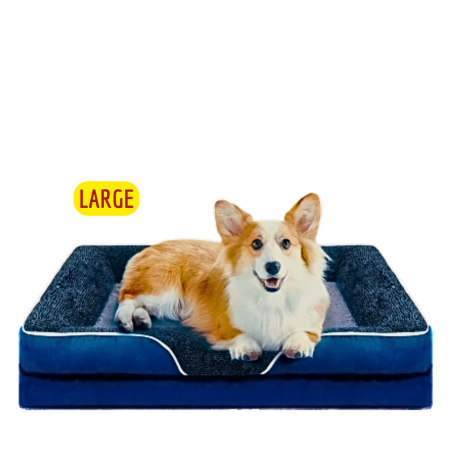 Lavish Dog Bed Plush Mattress Blue Grey (Large)