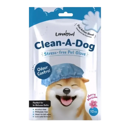 Loveabowl Clean-A-Dog Glove Cherry Blossom 10pcs
