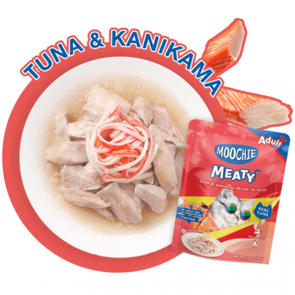 Moochie Cat Pouch Meaty Tuna & Kanikama In Jelly 70gx12