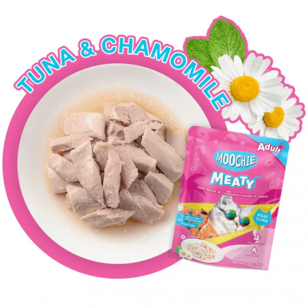 Moochie Cat Pouch Meaty Tuna & Chamomile In Gravy 70g x12