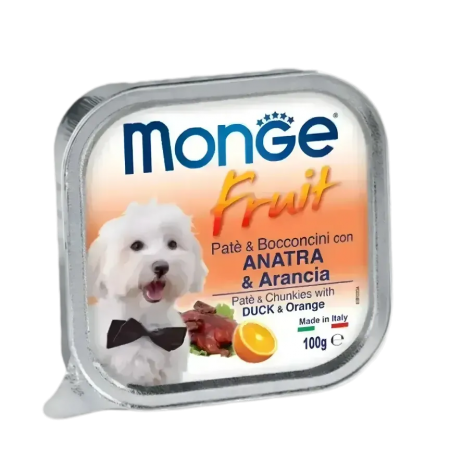 Monge Dog Food Fruit Pate w/Chunkies Duck & Orange 100g