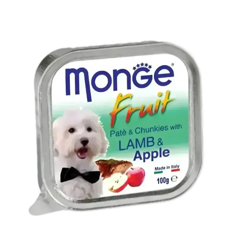 Monge Dog Food Fruit Pate w/Chunkies Lamb & Apples 100g