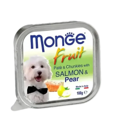 Monge Dog Food Fruit Pate w/Chunkies Salmon & Pear 100g