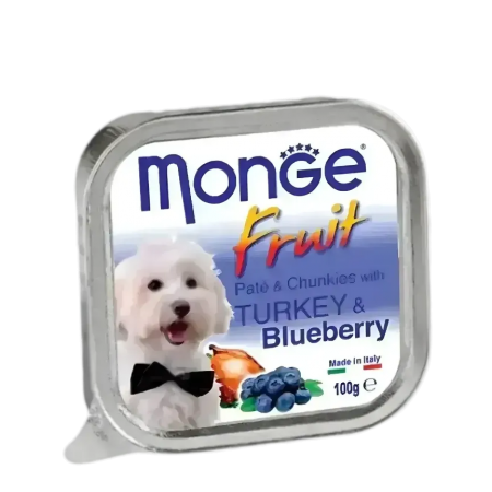 Monge Dog Food Fruit Pate w/Chunkies Turkey & Blueberry 100g