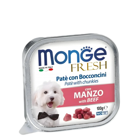 Monge Dog Food Pate with Chunkies Beef 100g