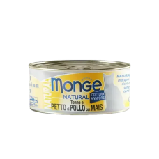 Monge Cat Canned Food Natural Tuna & Chic w/Corn 80g