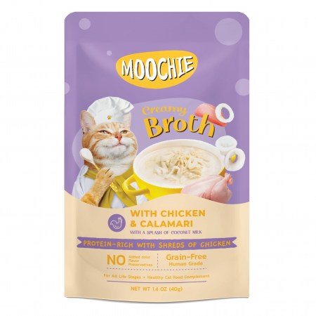 Moochie Cat Pouch Creamy Broth Chicken & Calamari 40g x16