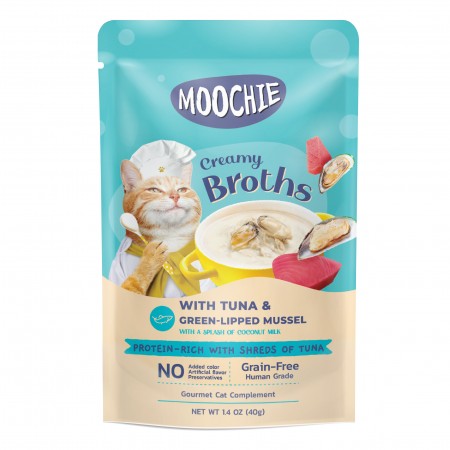 Moochie Cat Pouch Creamy Broth Tuna & Mussel 40gx16