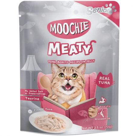 Moochie Cat Pouch Meaty Tuna Bonito In Jelly Senior 70gx12