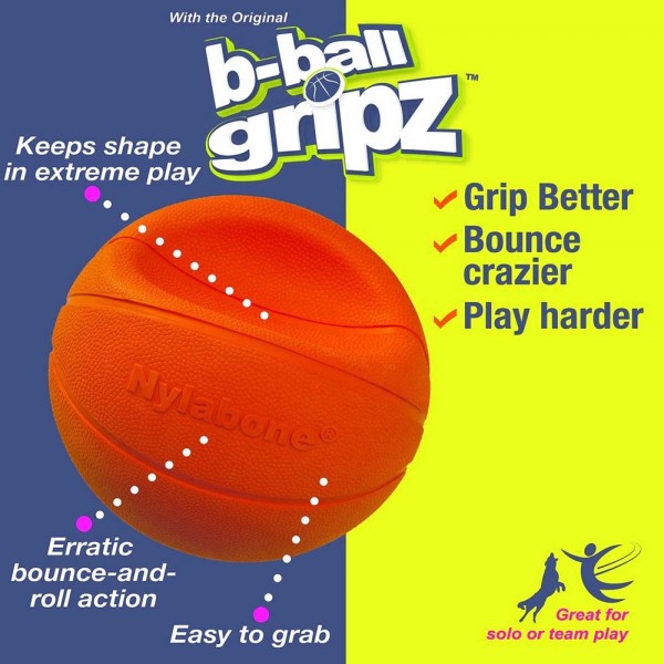 Nylabone Dog Toy Power Play Gripz Basketball Medium