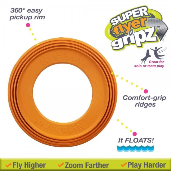 Nylabone Dog Toy Power Play Super Flyer Gripz Disc