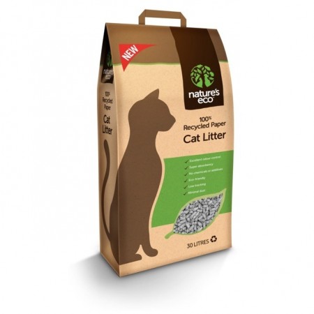 Natures Eco Recycled Paper Cat Litter 30L
