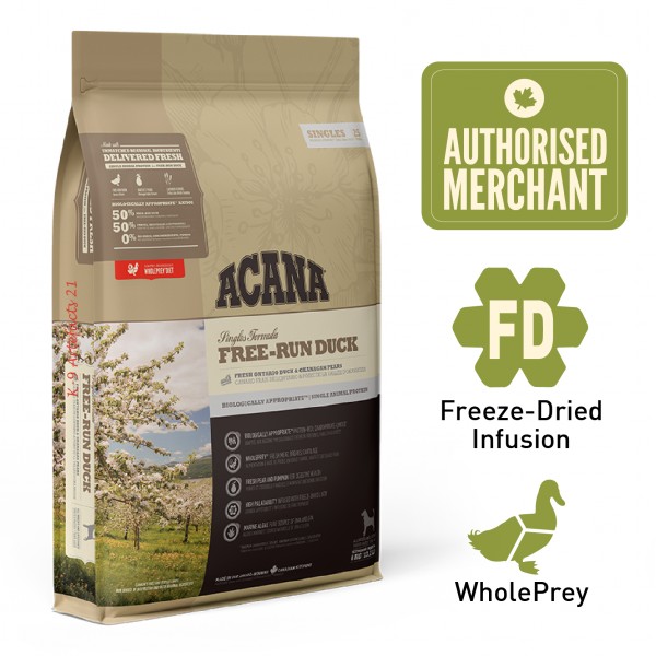 Acana Dog Dry Food Singles Free-Run Duck Recipe 6kg