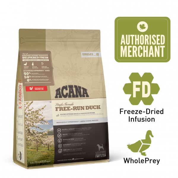 Acana Dog Dry Food Singles Free-Run Duck Recipe 2kg