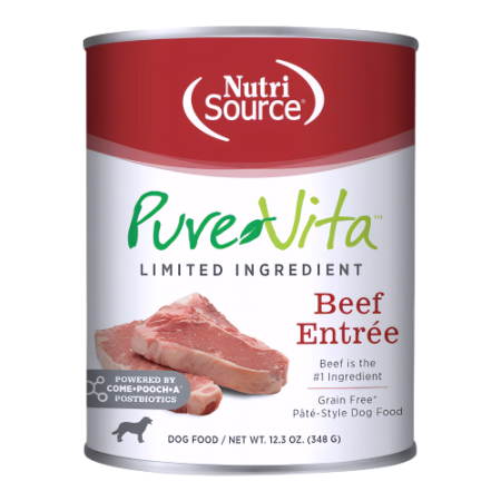Nutri Source Dog Canned Food Pure Vita Beef Entree 348g