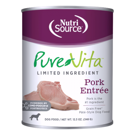 Nutri Source Dog Canned Food Pure Vita Pork Entree 348g