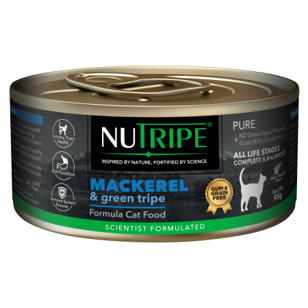 Nutripe Cat Wet Food Pure Green Tripe Mackerel 95g