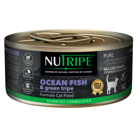 Nutripe Cat Wet Food Pure Green Tripe Ocean Fish 95g (6 cans)