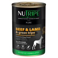 Nutripe Pure Gum and Grain Free Beef, Lamb and Green Tripe Dog Wet Food 390g (2 Cans)