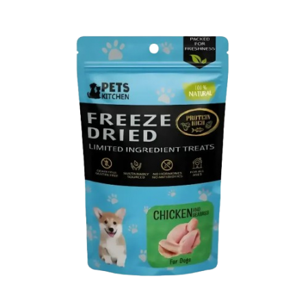 Pets Kitchen Dog Treat Freeze-Dried Chic & Seabass 40g x2