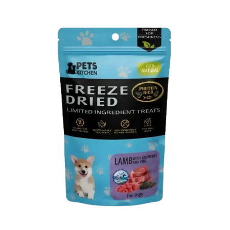 Pets Kitchen Dog Treat Freeze-Dried Lamb w/Raspberry & Chia 40g