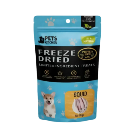 Pets Kitchen Dog Treat Freeze-Dried Whole Squid 40g