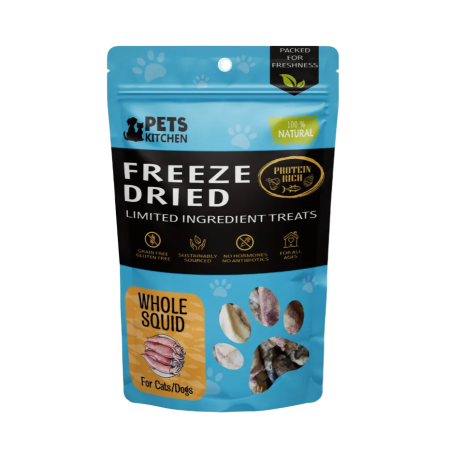 Pets Kitchen Cat Treat Freeze-Dried Whole Squid 40g