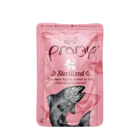 Pramy Cat Jelly Pouch Sterilized Tuna w/Salmon 70g x12