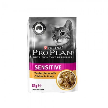 Purina Pro Plan Cat Pouch Sensitive Skin Chicken in Gravy 85g (12 Packs)