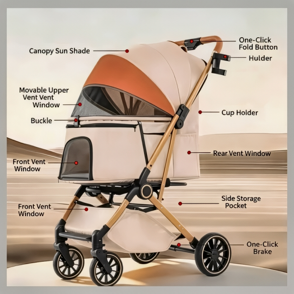 Rubeku Pet Stroller (X5-2) Khaki