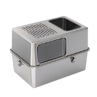 Rubeku Cat Litter Box Stainless Steel Hooded Rubeku Cat Litter Box Stainless Steel Hooded