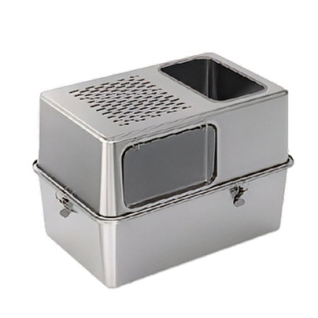 Rubeku Cat Litter Box Stainless Steel Hooded