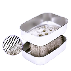 Rubeku Litter Box w/Sift Stainless Steel Round