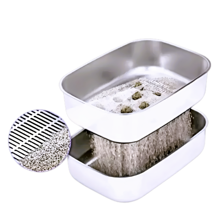 Rubeku Litter Box w/Sift Stainless Steel Round