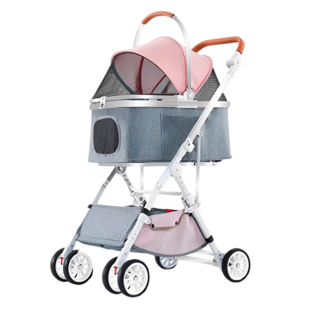 Rubeku Pet Stroller BNDC w/Carrier (8009A) Pink