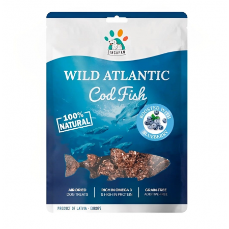 Singapaw Dog Treats Atlantic Cod Fish With Blueberry 70g (2 packs)